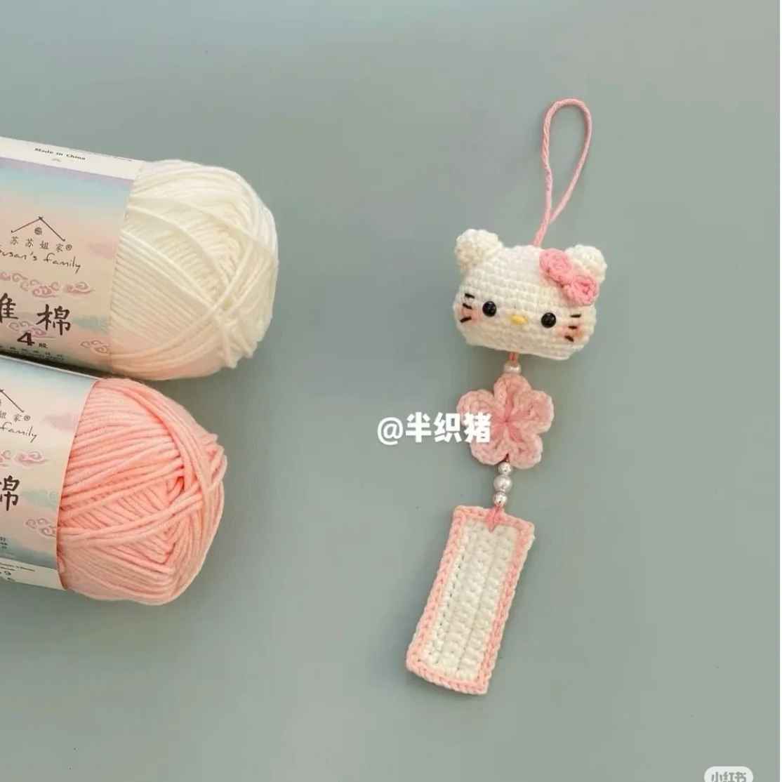 Chart móc chuông gió mèo con - Free crochet Kitty wind chime pattern