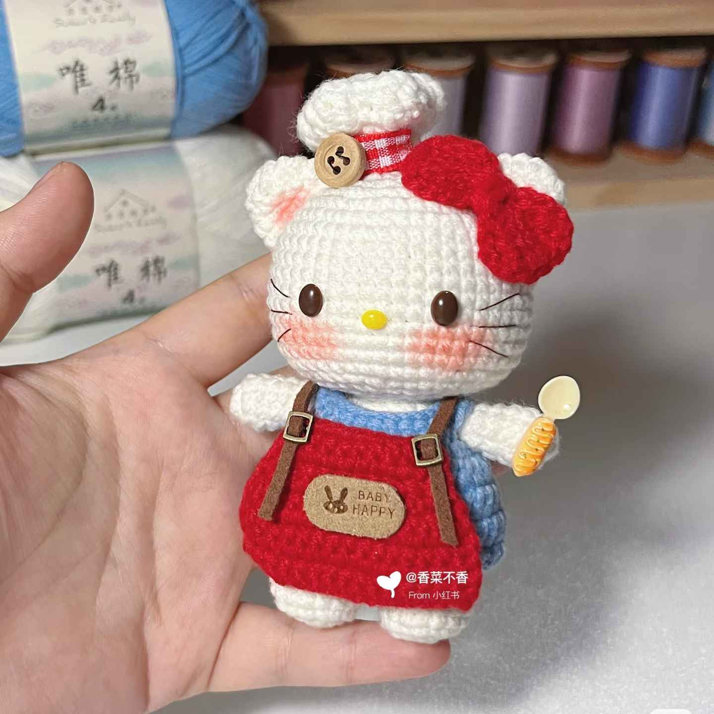 Chart móc len mèo Hello Kitty đầu bếp dễ thương - Kute Hello Kitty Chef Crochet Pattern